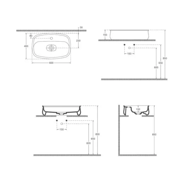 Fluido nadgradni lavabo 60cm 